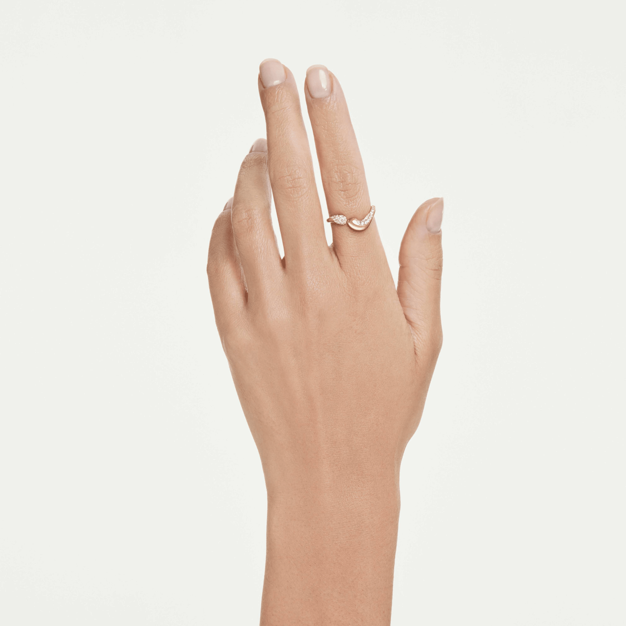 Classica open ring, Round cut, White, Sterling silver, 18K gold finish -Swarovski