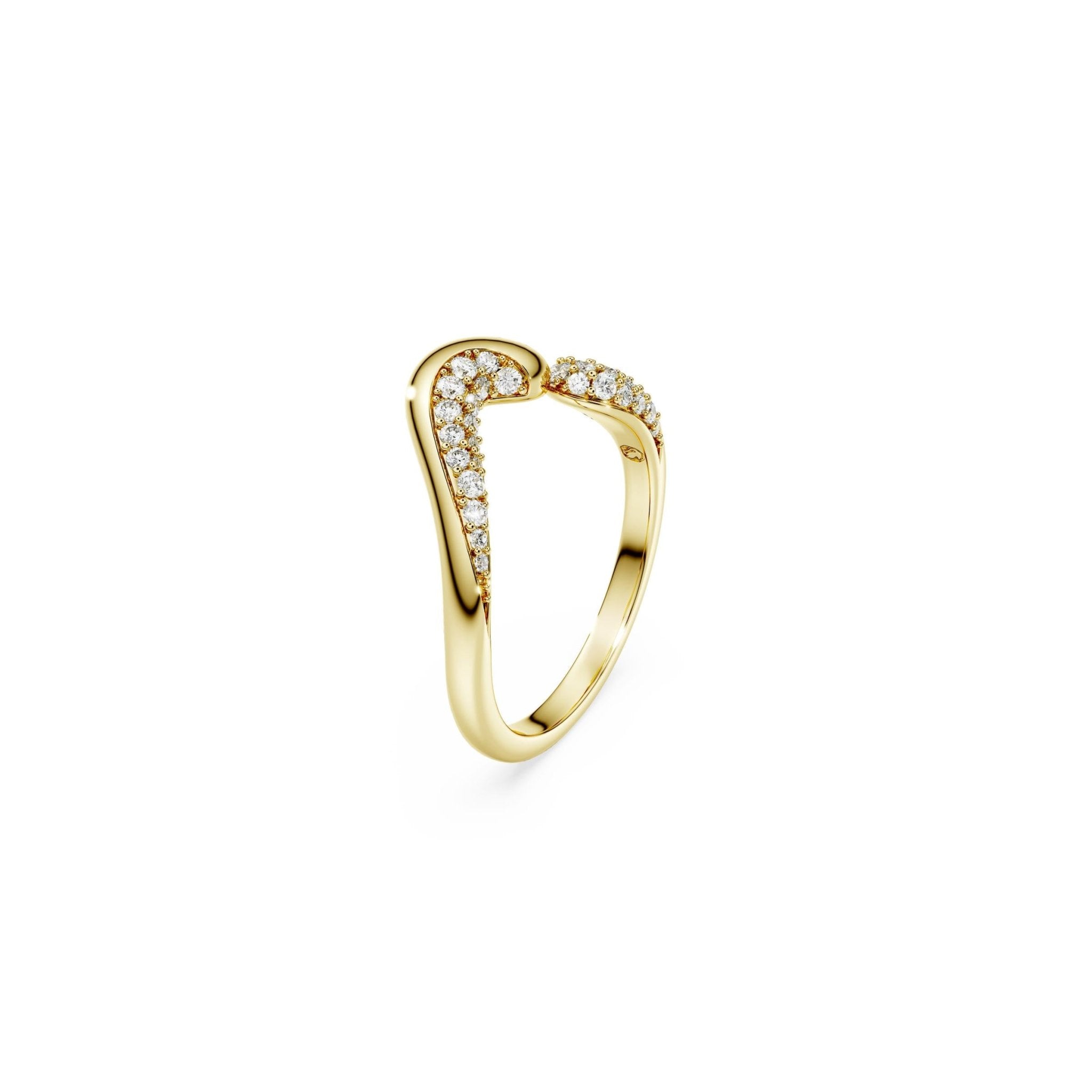 Classica open ring, Round cut, White, Sterling silver, 18K gold finish -Swarovski