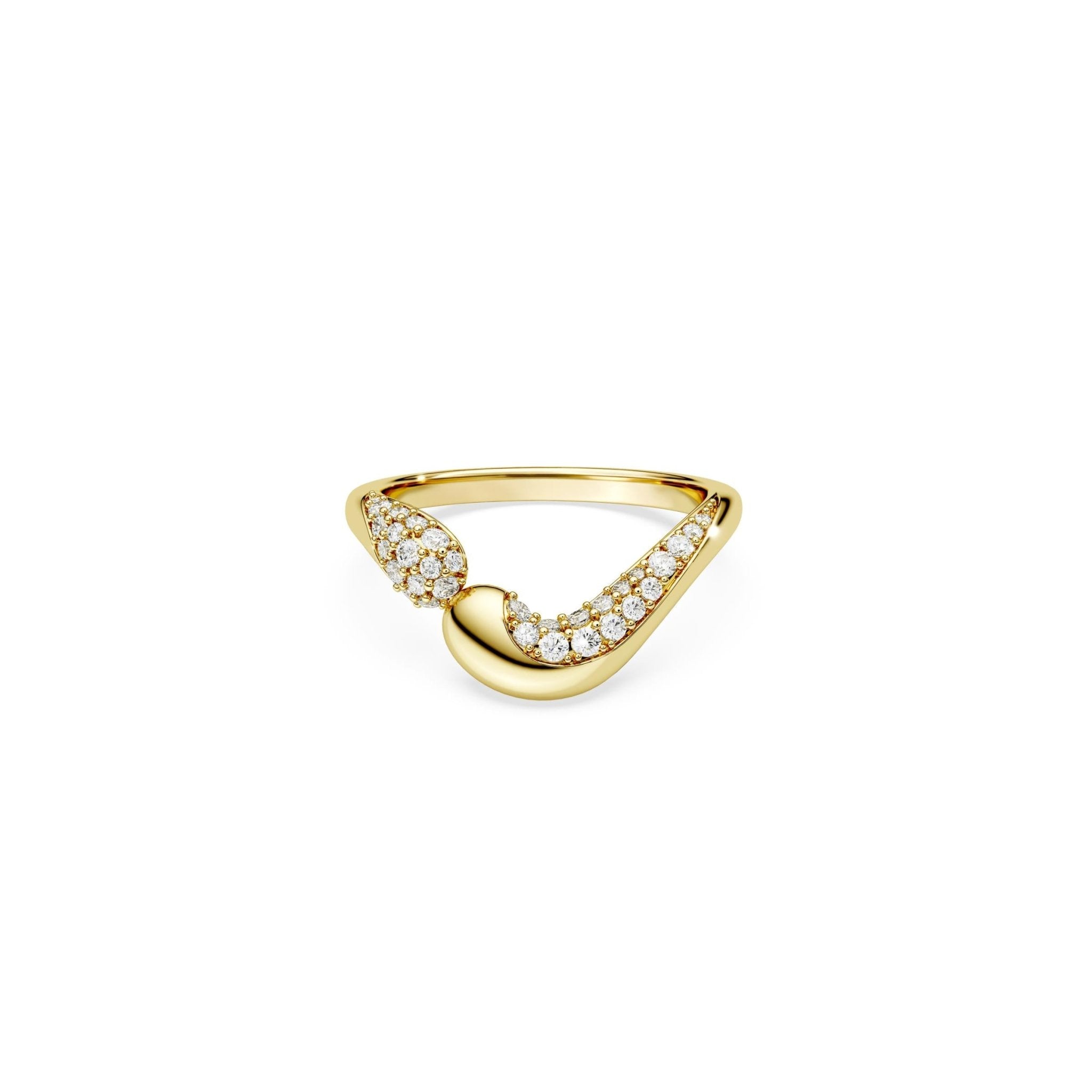Classica open ring, Round cut, White, Sterling silver, 18K gold finish -Swarovski