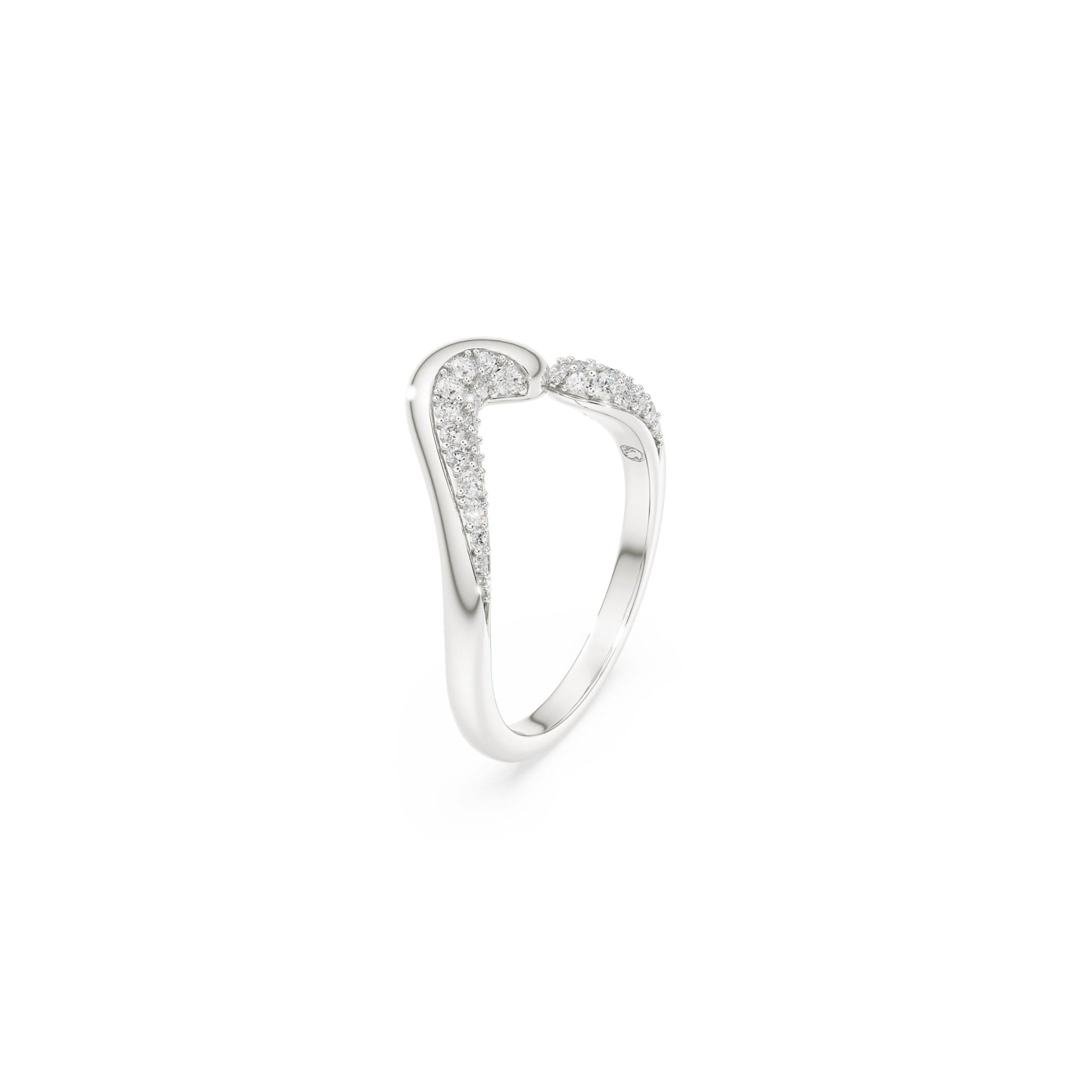 Classica open ring, Round cut, White, Sterling silver -Swarovski