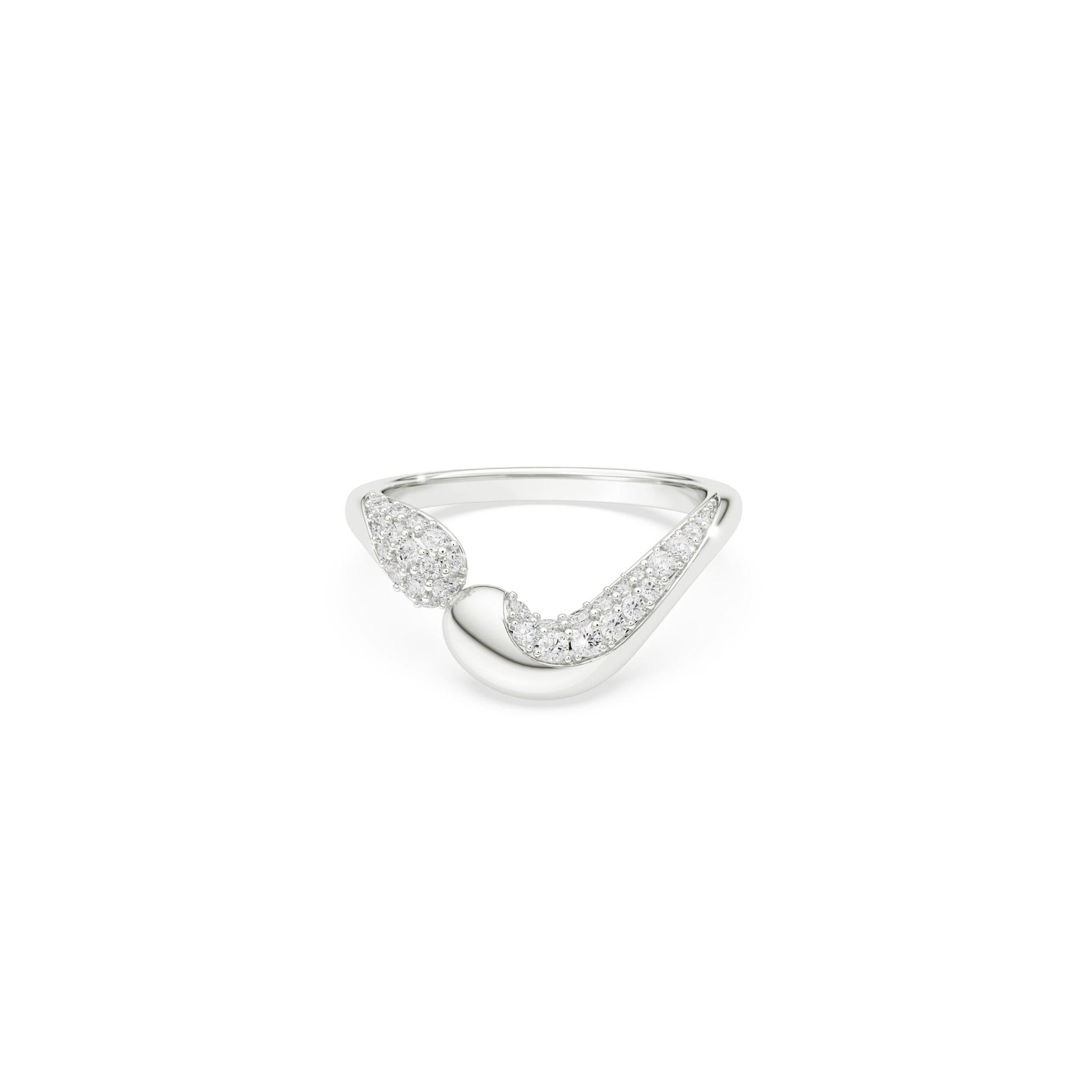 Classica open ring, Round cut, White, Sterling silver -Swarovski