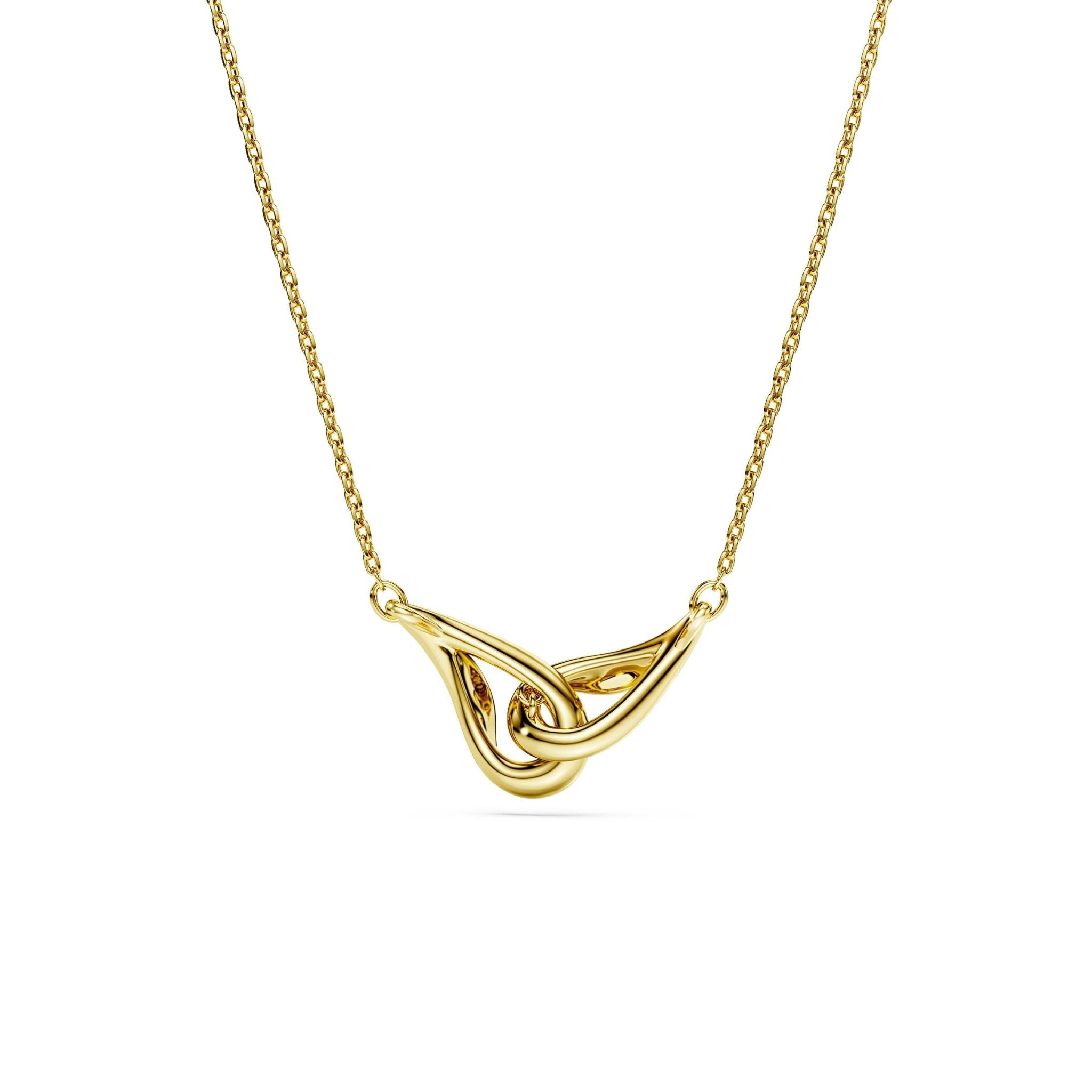 Classica pendant, Round cut, Interlocking, White, Sterling silver, 18K gold finish -Swarovski