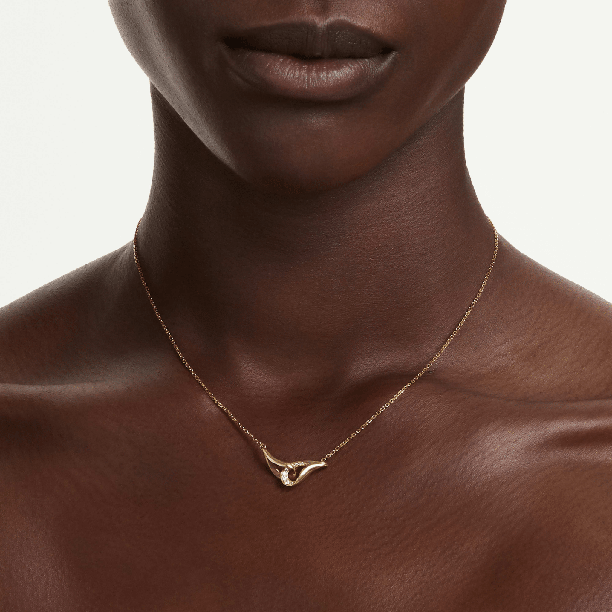 Classica pendant, Round cut, Interlocking, White, Sterling silver, 18K gold finish -Swarovski
