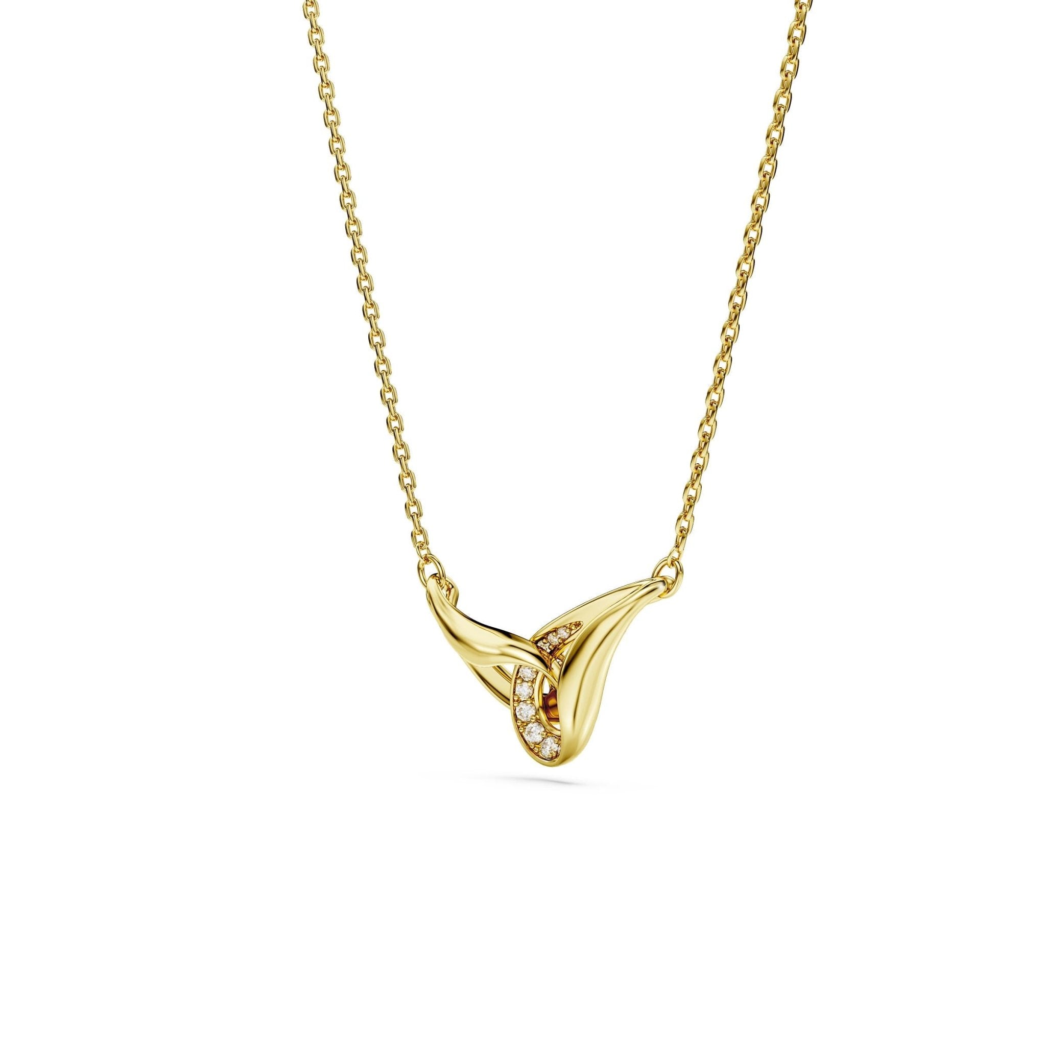 Classica pendant, Round cut, Interlocking, White, Sterling silver, 18K gold finish -Swarovski