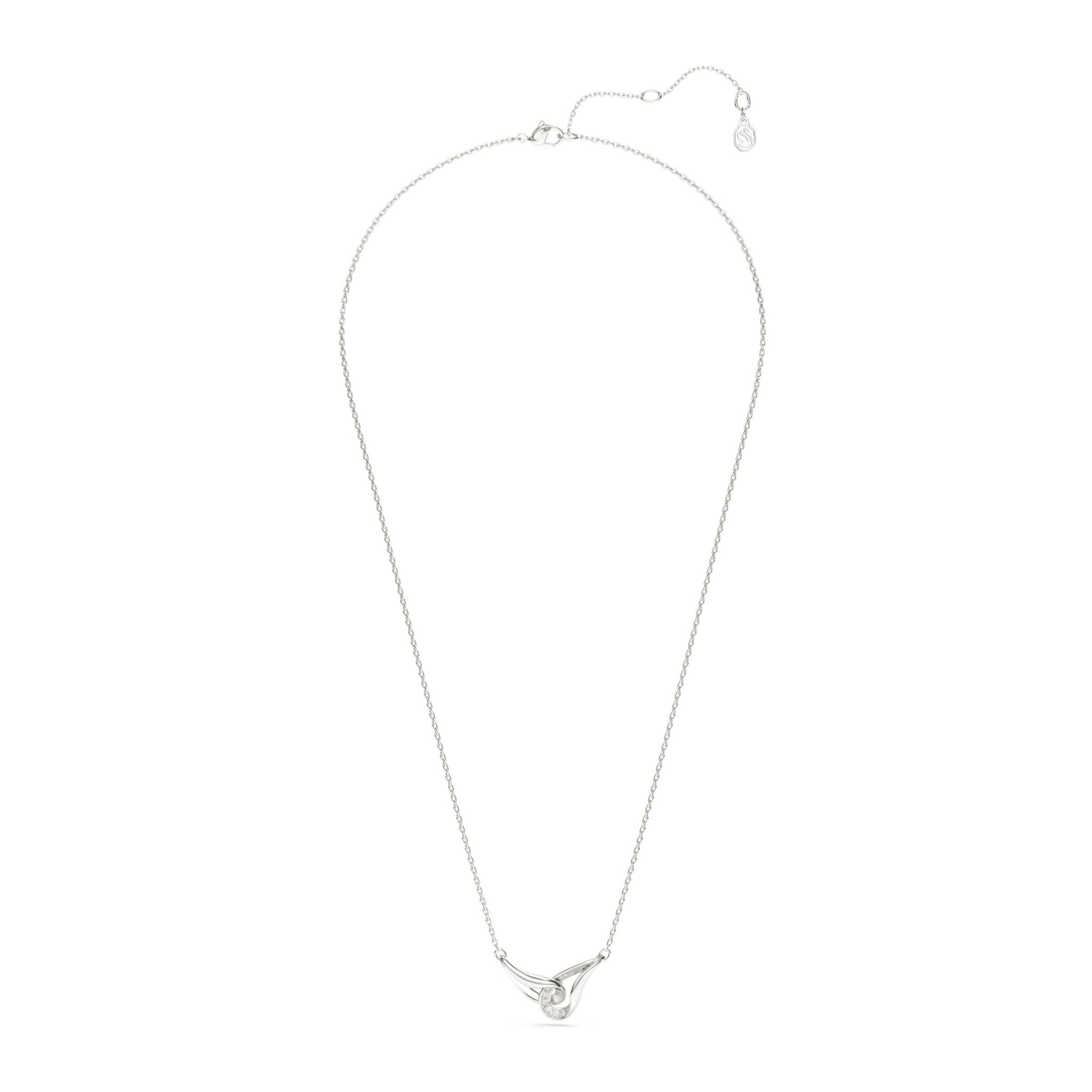 Classica pendant, Round cut, Interlocking, White, Sterling silver -Swarovski