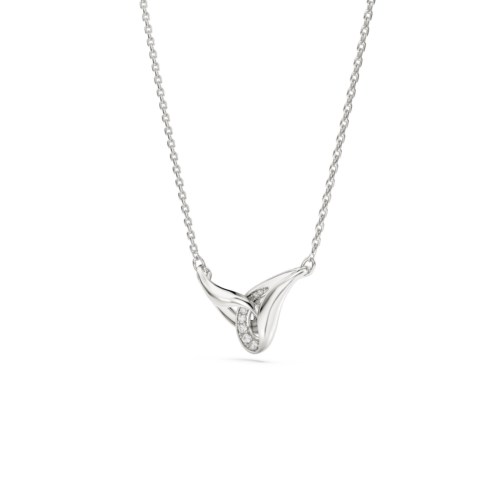Classica pendant, Round cut, Interlocking, White, Sterling silver -Swarovski