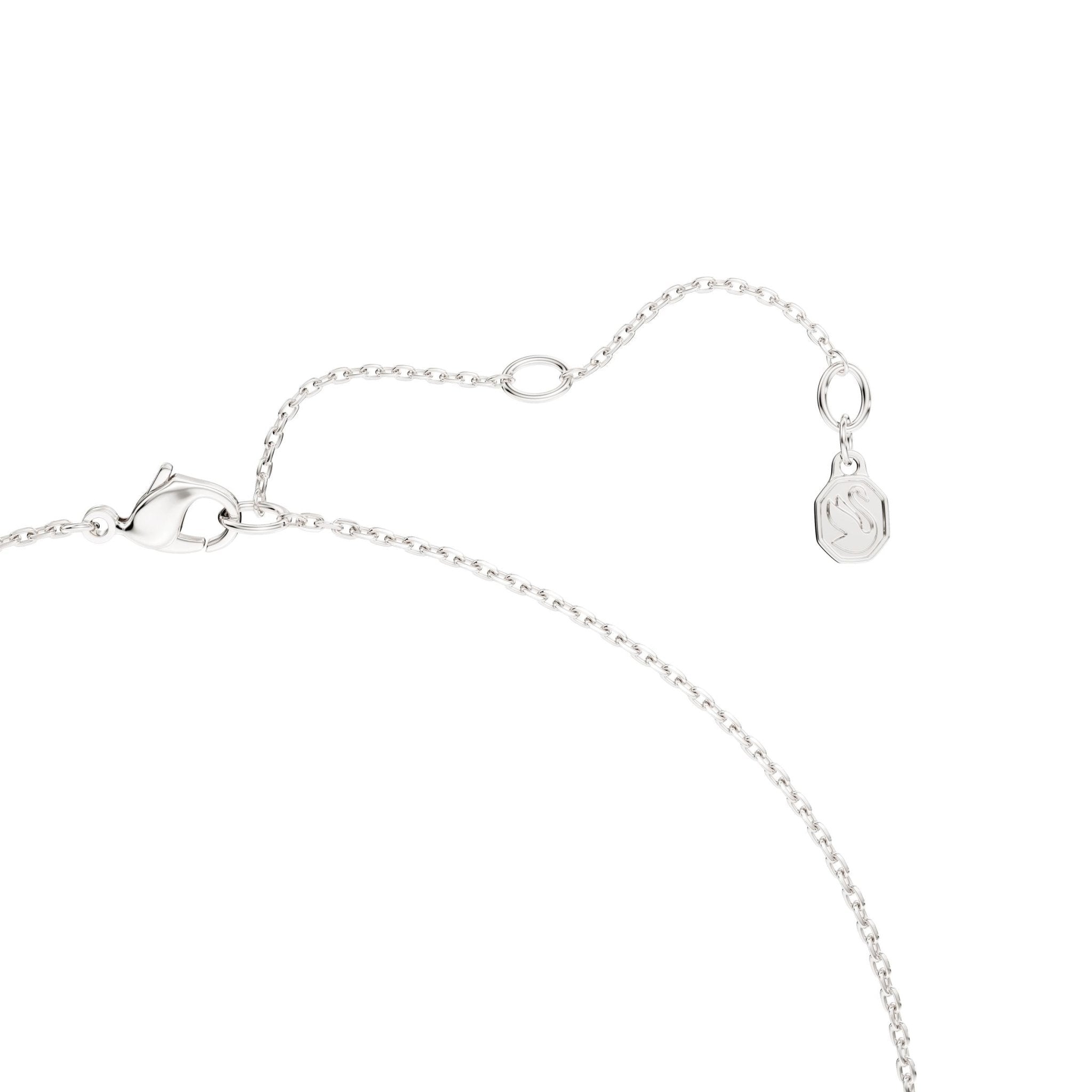 Classica pendant, Round cut, Long, White, Sterling silver -Swarovski