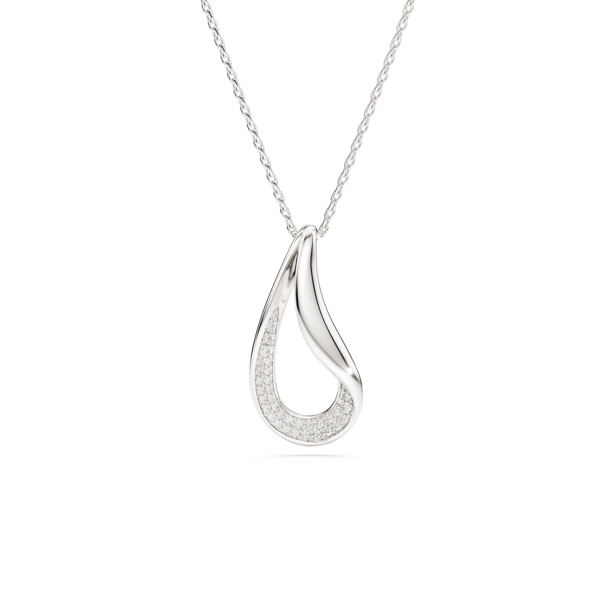 Classica pendant, Round cut, Long, White, Sterling silver -Swarovski