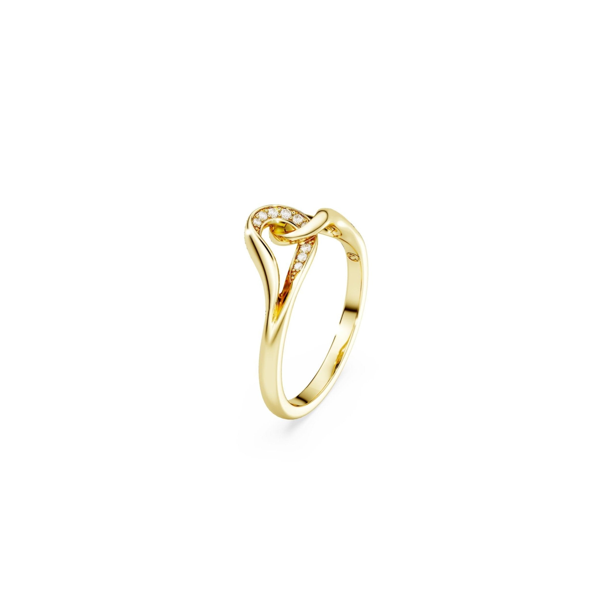 Classica ring, Round cut, Interlocking, White, Sterling silver, 18K gold finish -Swarovski