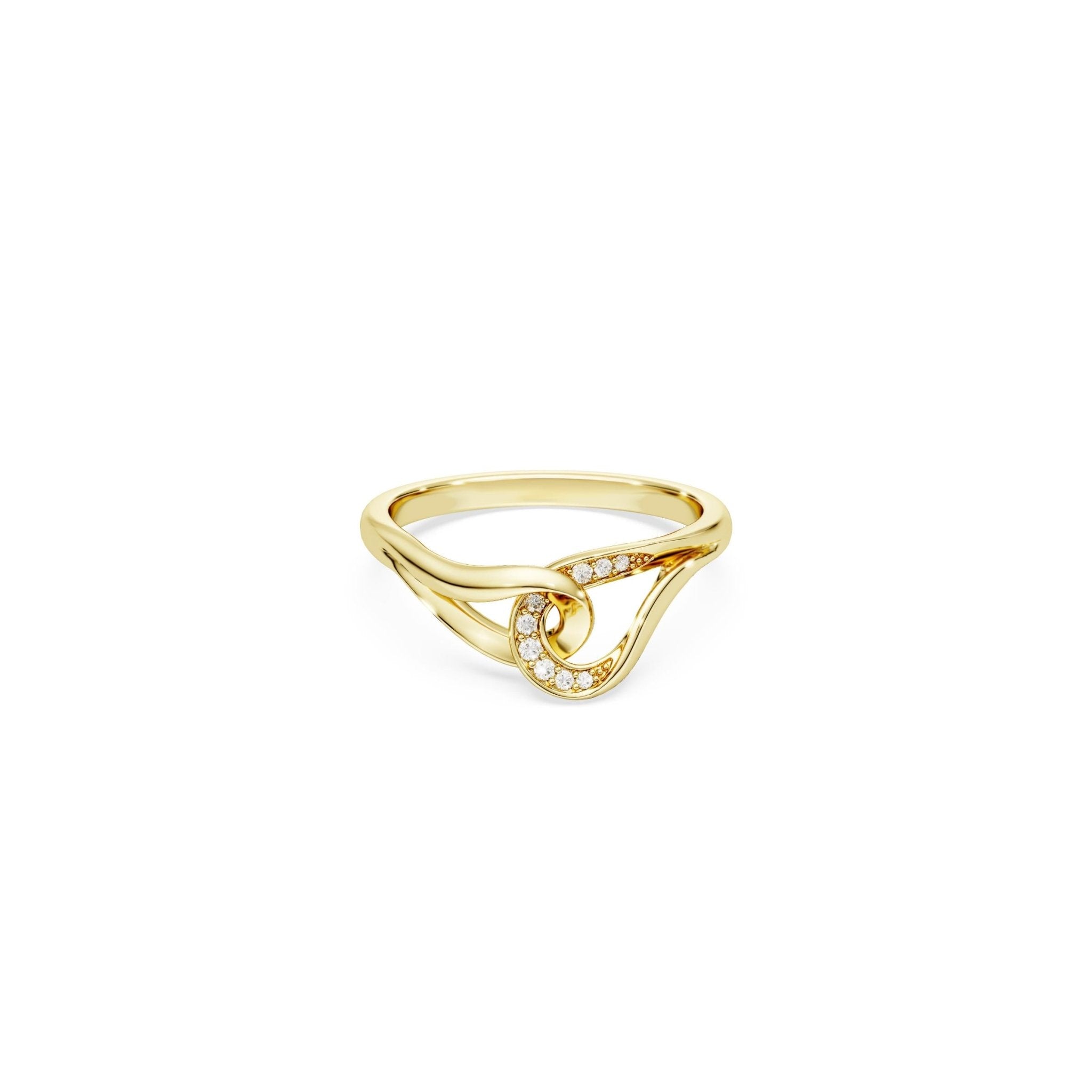 Classica ring, Round cut, Interlocking, White, Sterling silver, 18K gold finish -Swarovski