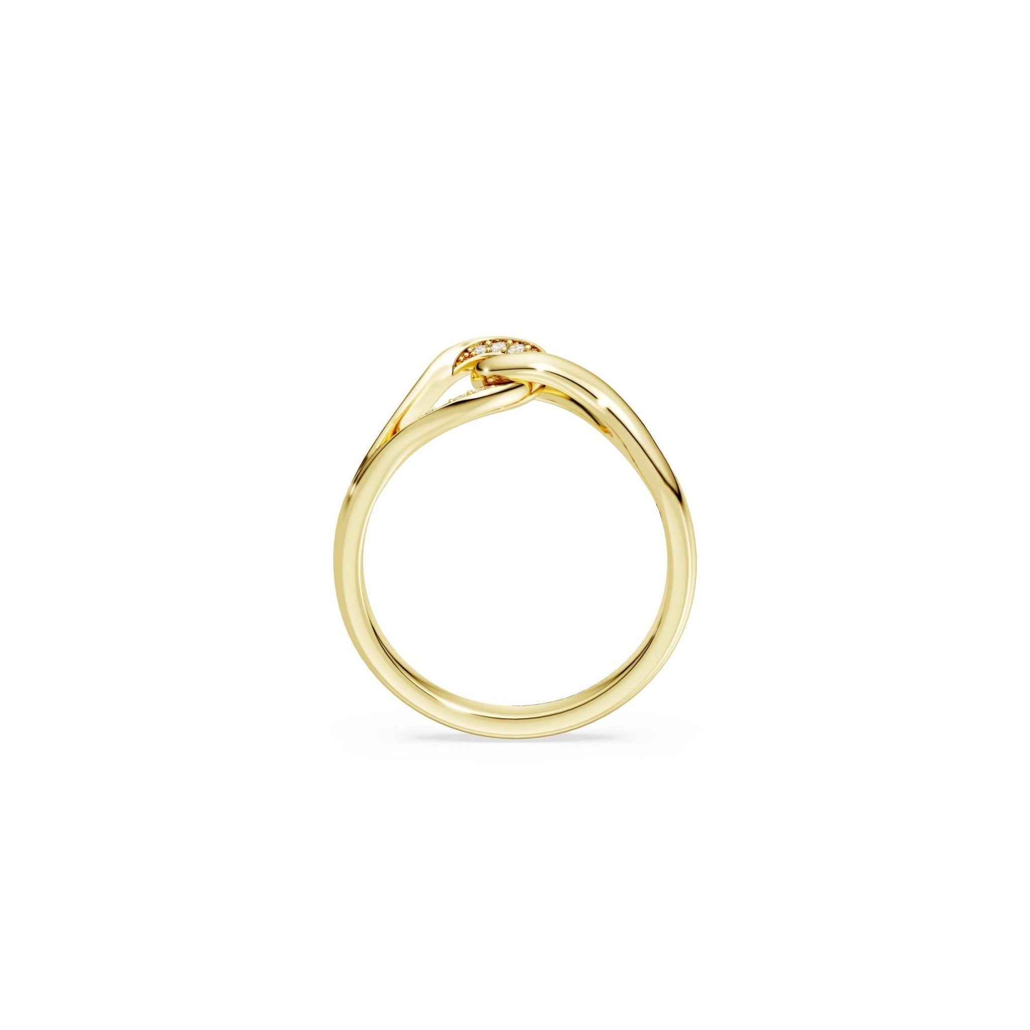 Classica ring, Round cut, Interlocking, White, Sterling silver, 18K gold finish -Swarovski