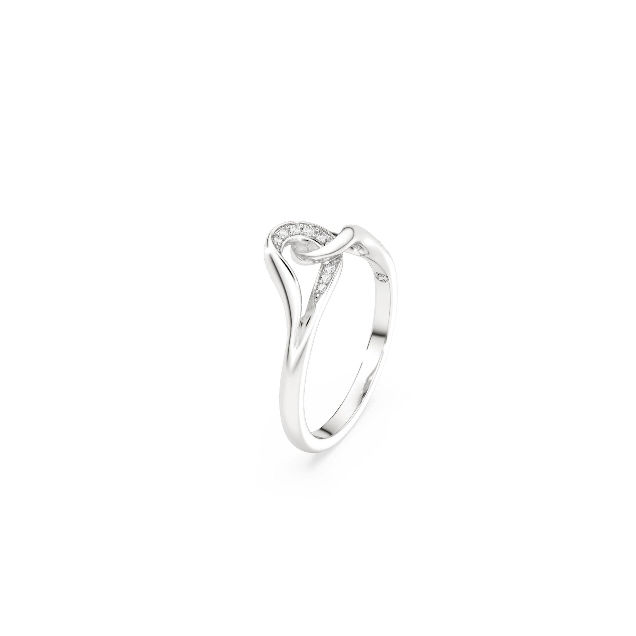 Classica ring, Round cut, Interlocking, White, Sterling silver -Swarovski