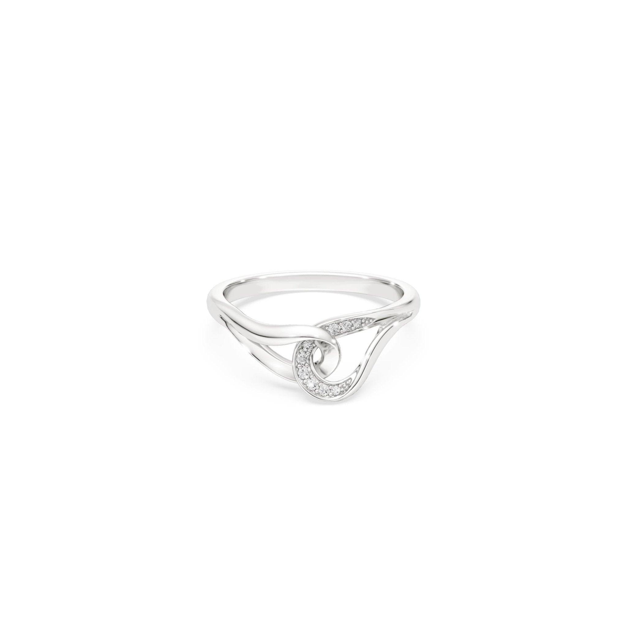 Classica ring, Round cut, Interlocking, White, Sterling silver -Swarovski