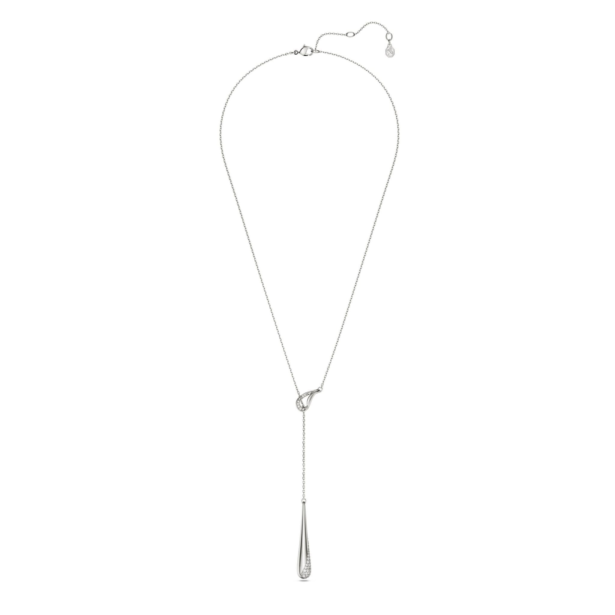 Classica Y pendant, Round cut, White, Sterling silver -Swarovski