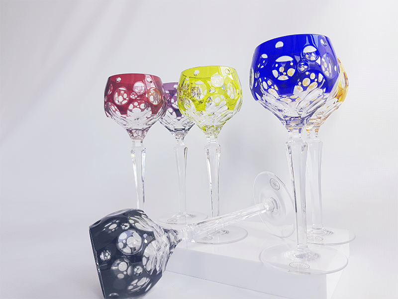 Coloured Crystal Wine Goblet Gold Amber (Each) -Spilhaus