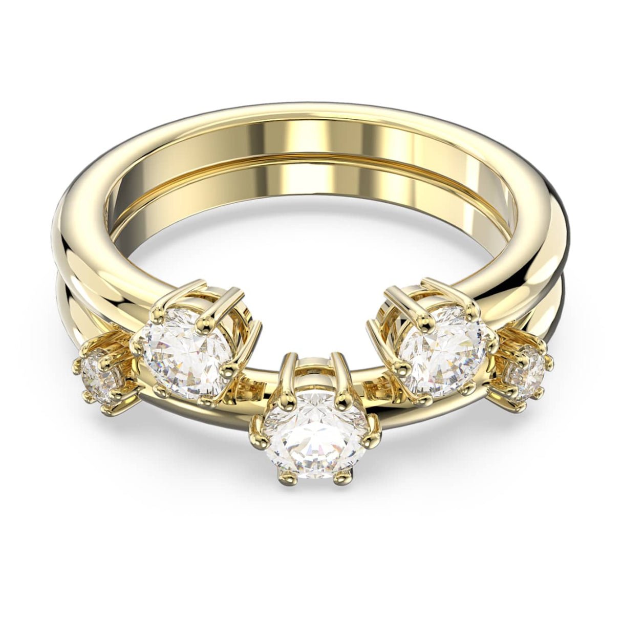 Constella ring Set (2), Round cut, White, 18K gold finish 52 -Swarovski