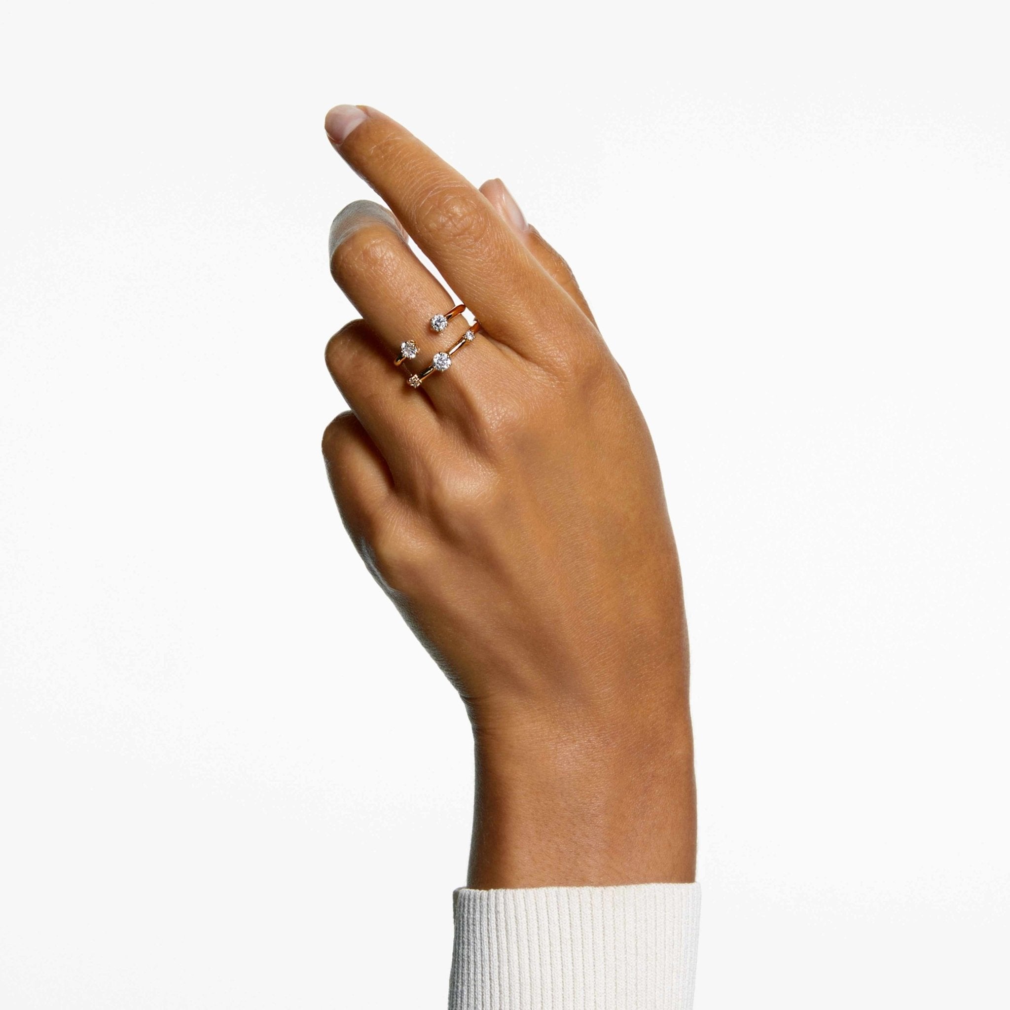 Constella ring Set (2), Round cut, White, 18K gold finish 52 -Swarovski