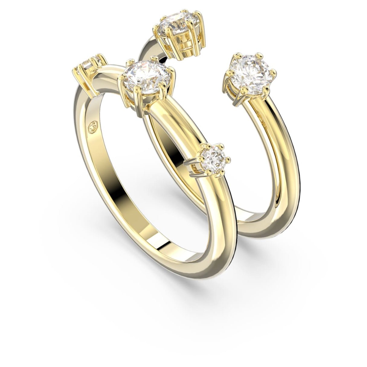 Constella ring Set (2), Round cut, White, 18K gold finish 52 -Swarovski