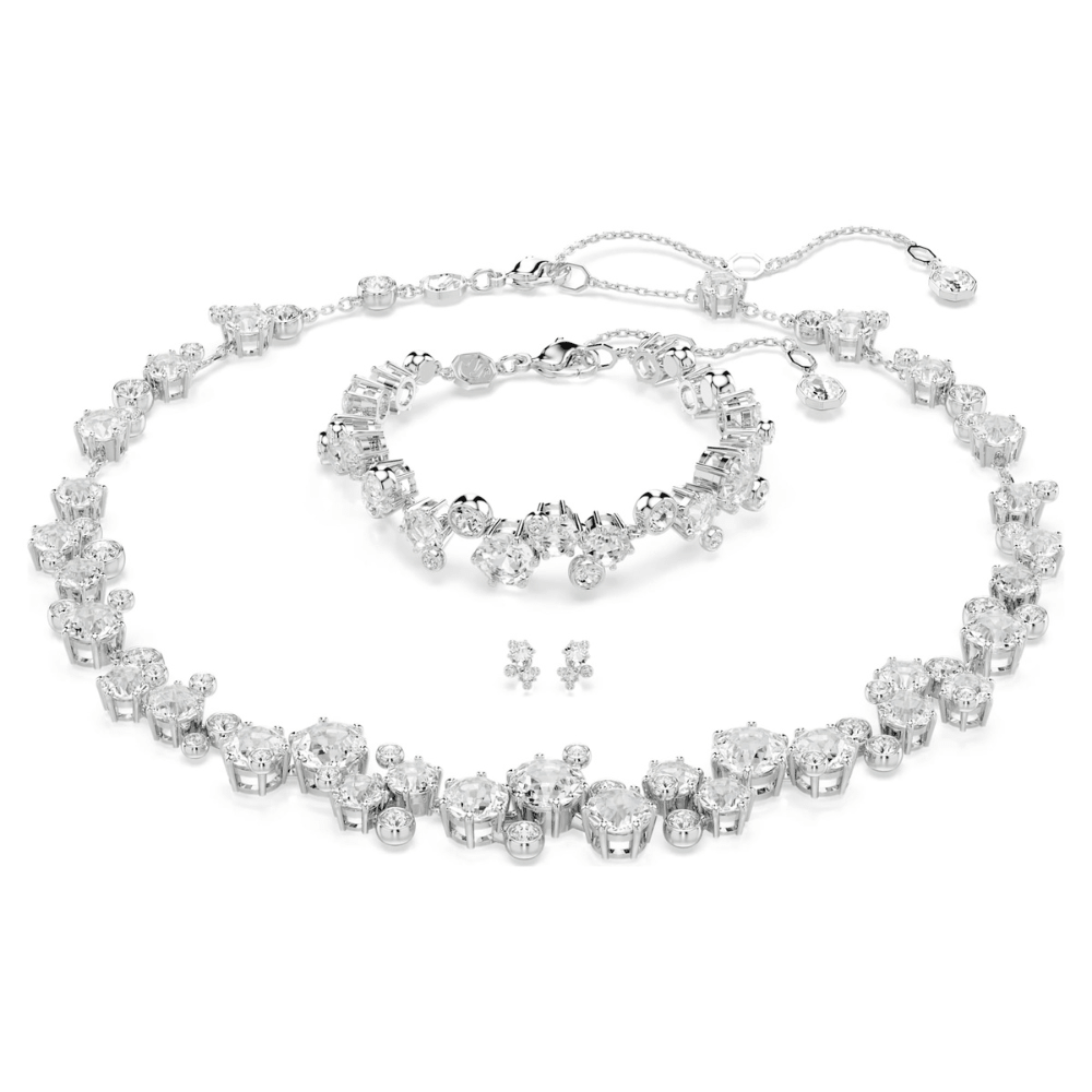 Constella setMixed cuts, White, Rhodium plated -Swarovski