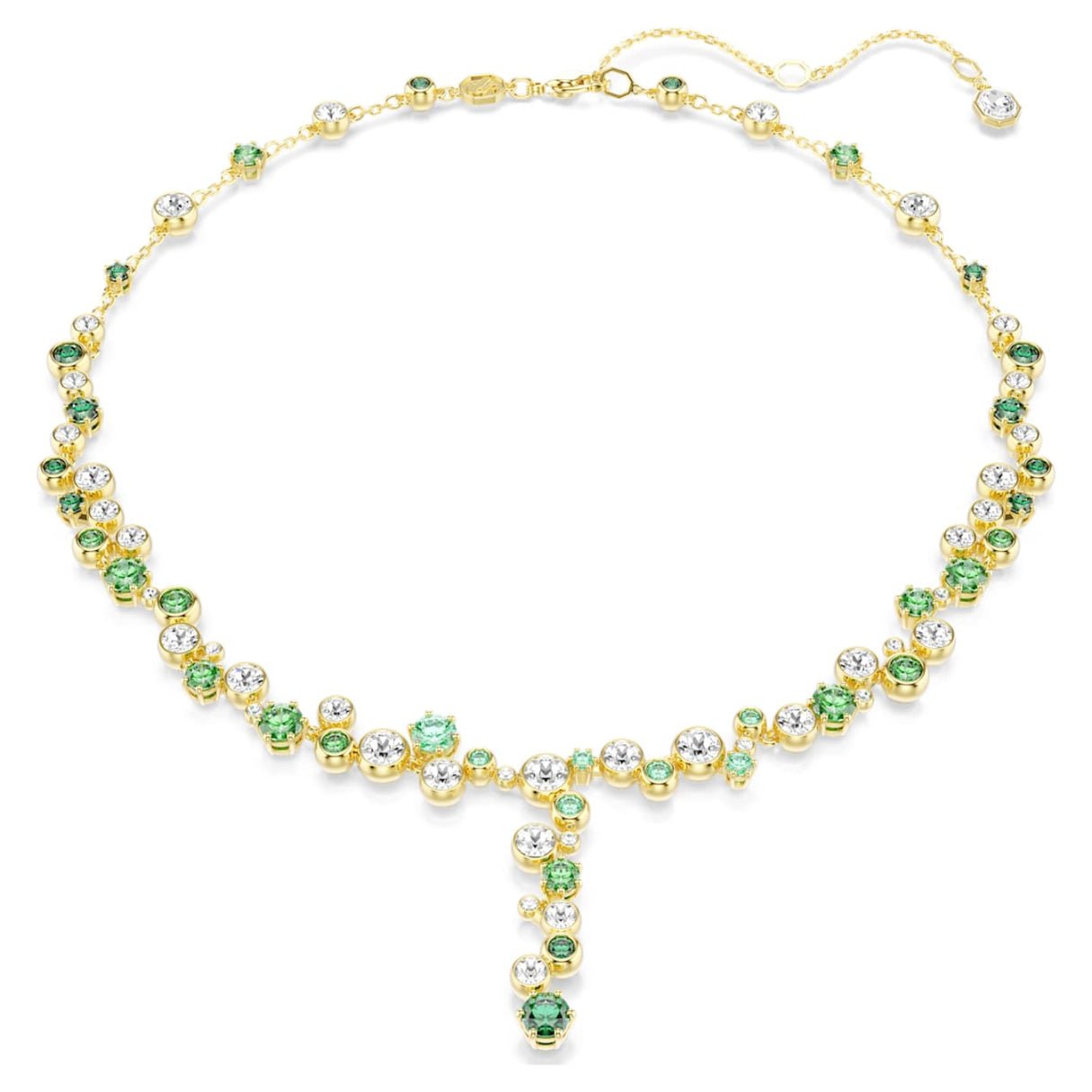 Constella y necklace Mixed cuts, Green, 18K gold finish -Swarovski