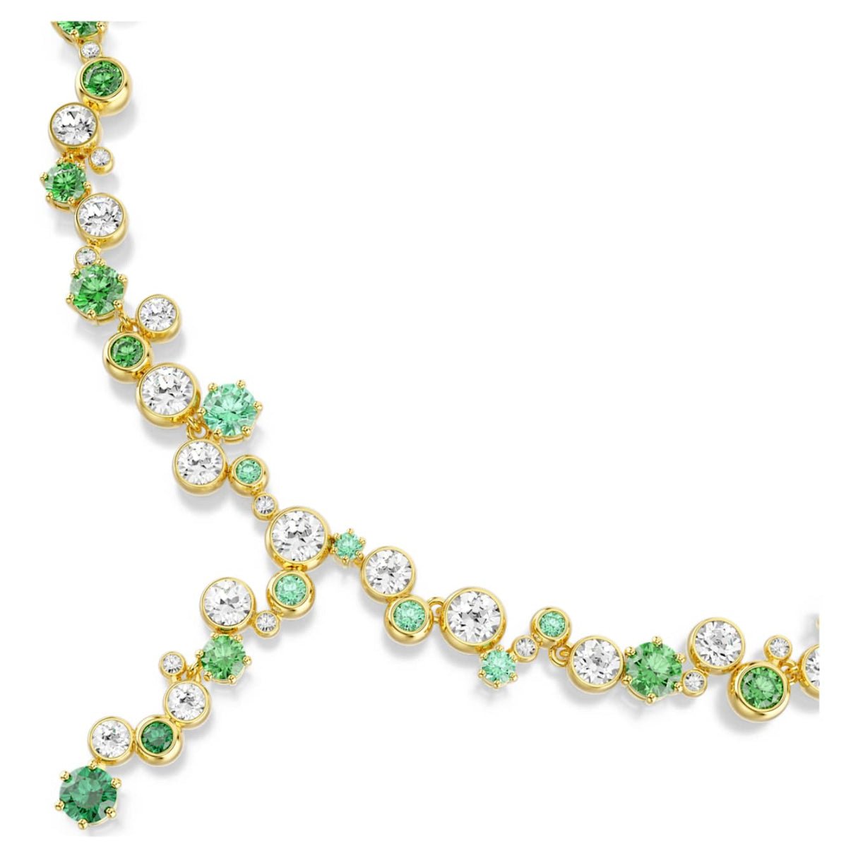 Constella y necklace Mixed cuts, Green, 18K gold finish -Swarovski