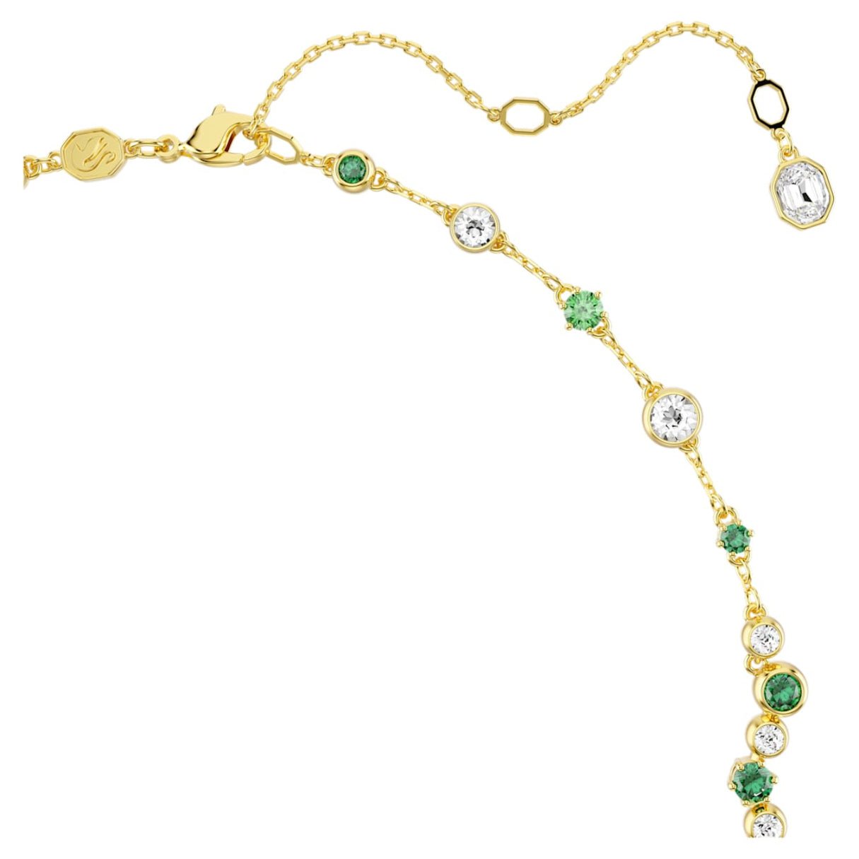 Constella y necklace Mixed cuts, Green, 18K gold finish -Swarovski