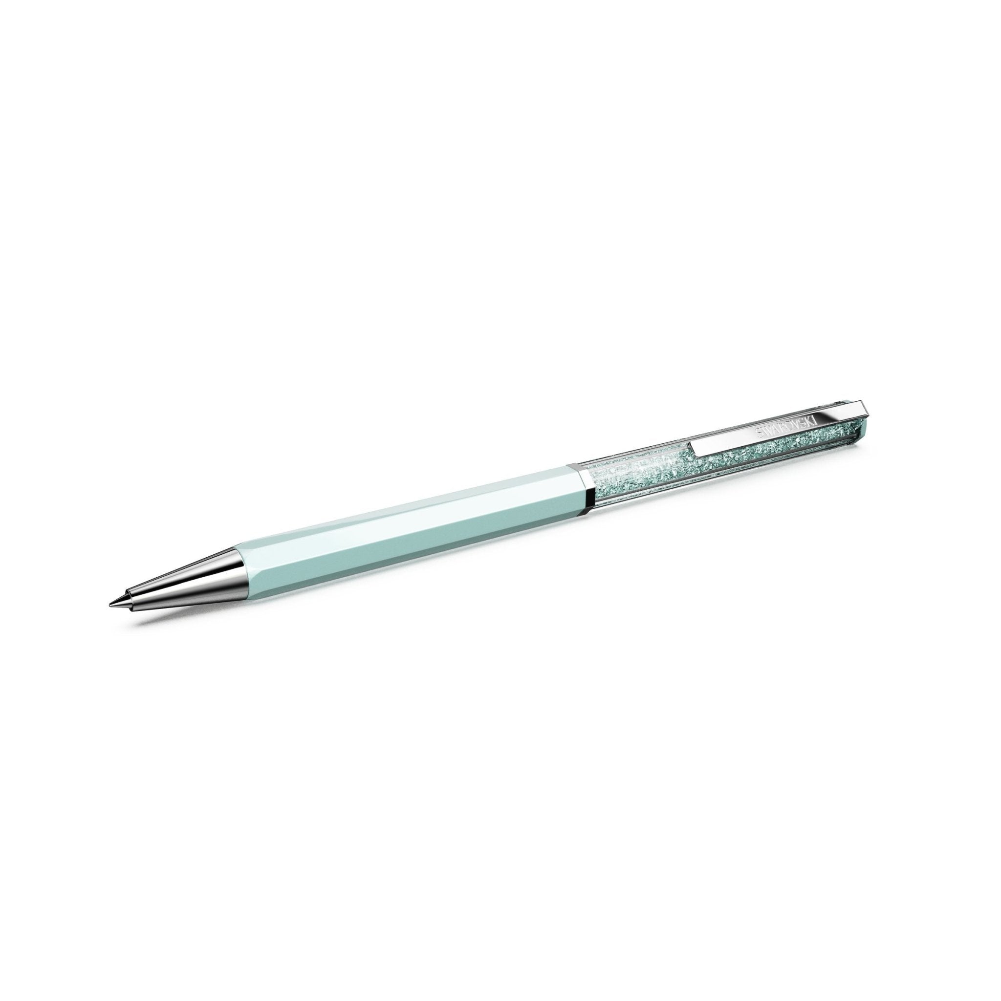 Crystalline ballpoint pen, Blue lacquered, Chrome plated -Swarovski