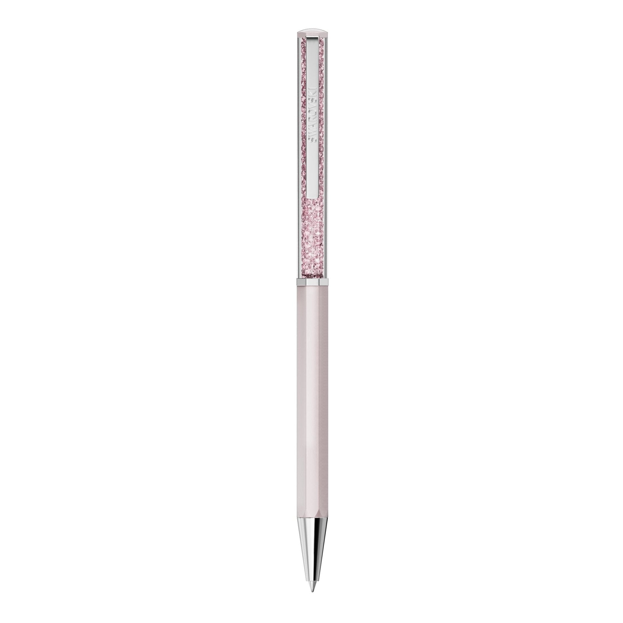 Crystalline ballpoint pen, Pink lacquered, Chrome plated -Swarovski