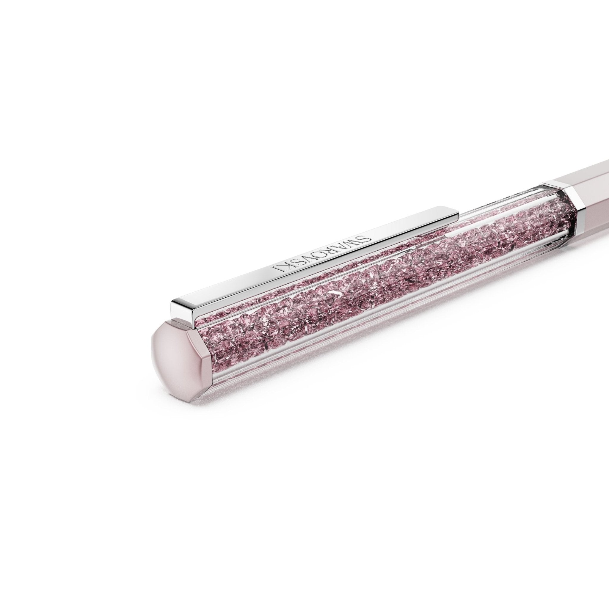 Crystalline ballpoint pen, Pink lacquered, Chrome plated -Swarovski