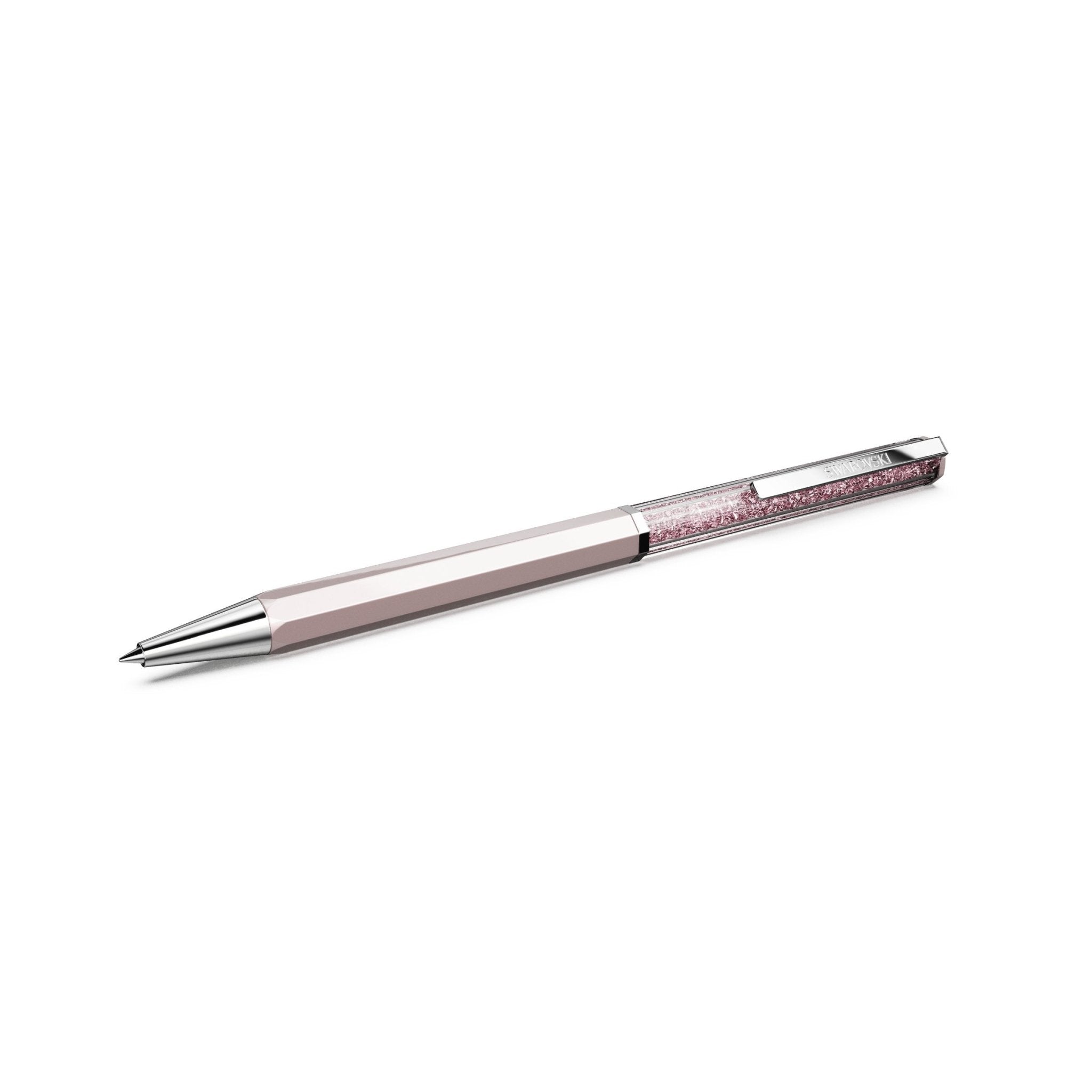 Crystalline ballpoint pen, Pink lacquered, Chrome plated -Swarovski