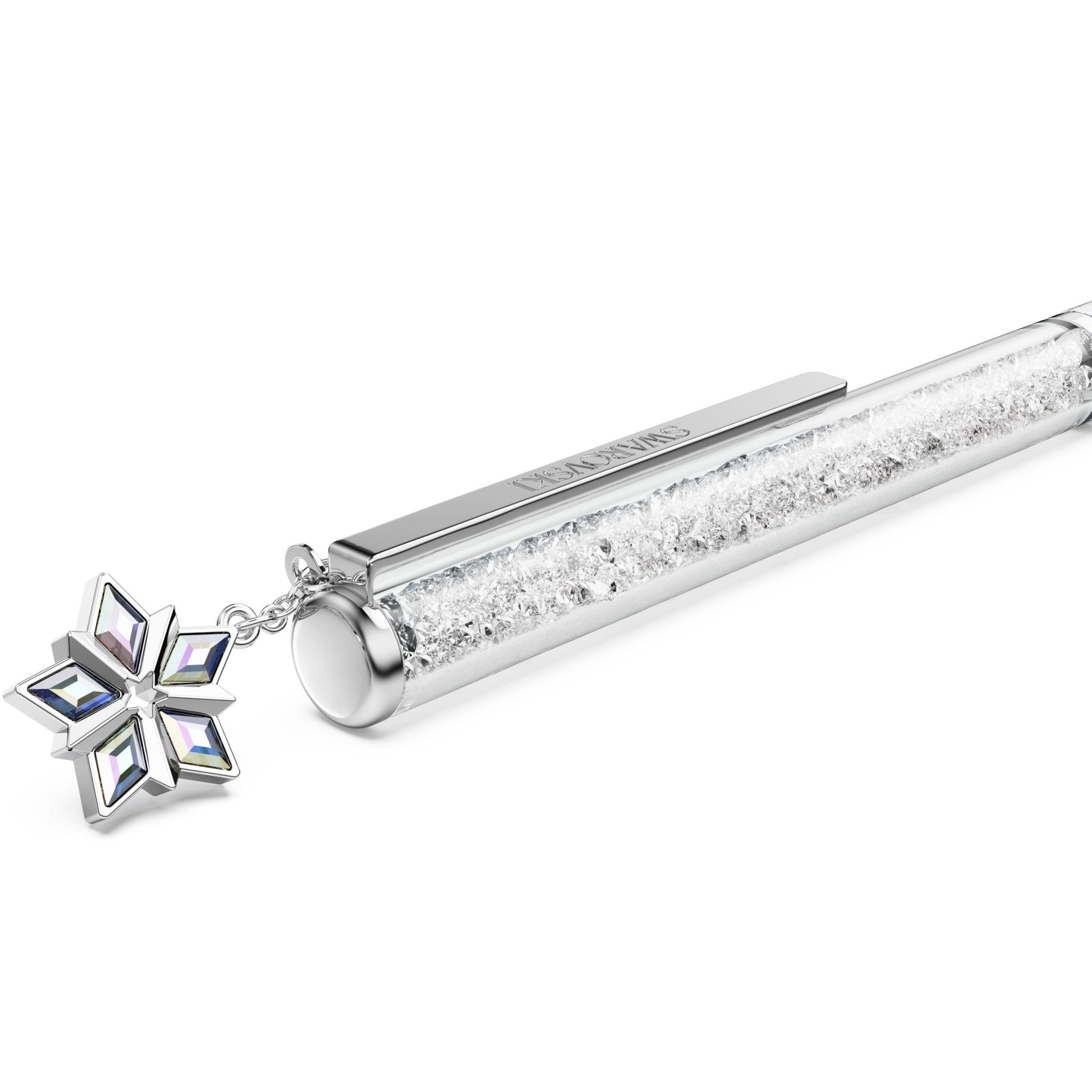 Crystalline ballpoint pen, White lacquered, Chrome plated AE Star -Swarovski