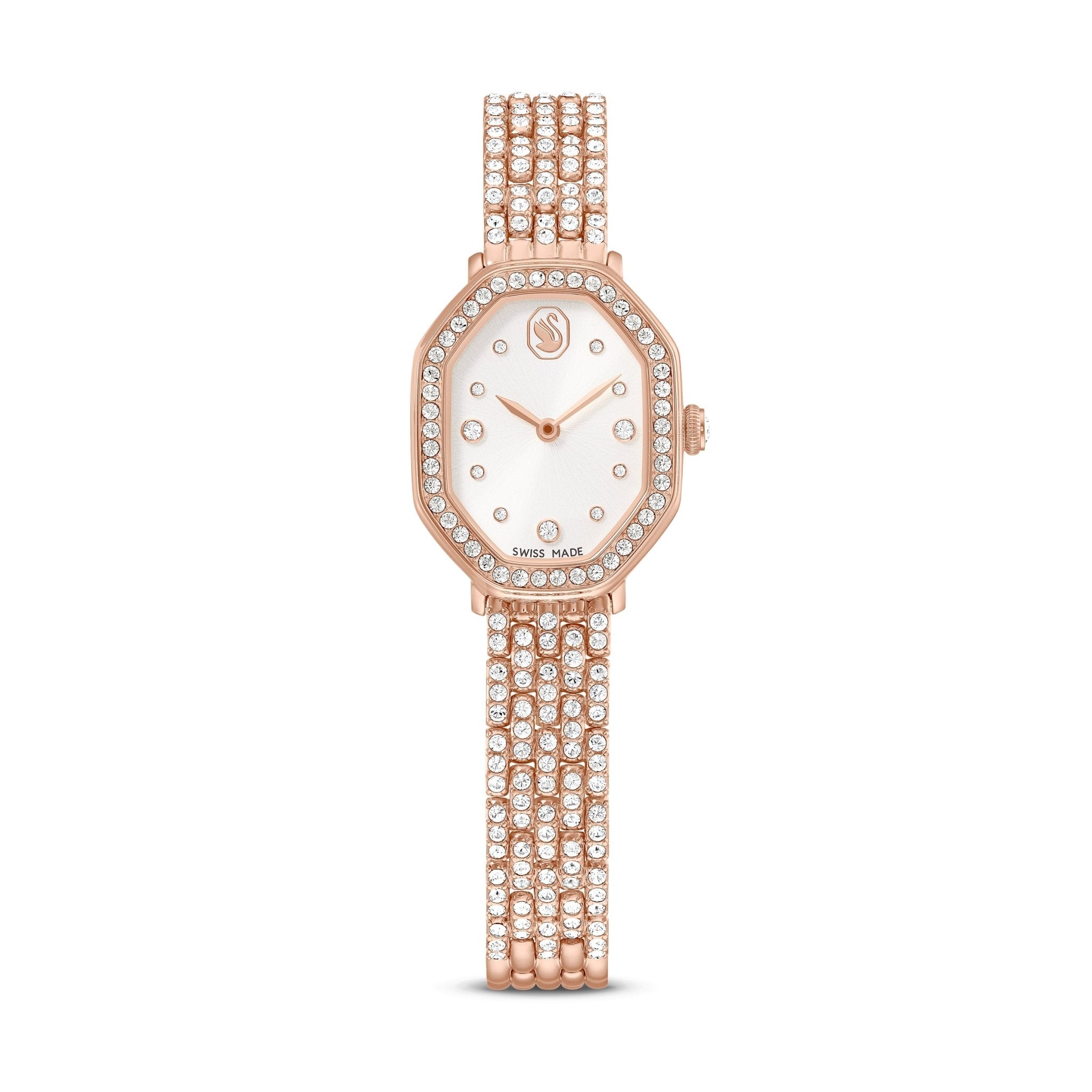 Dextera octagon watch, Swiss Made, Metal bracelet, Rose gold tone, Rose gold-tone finish -Swarovski