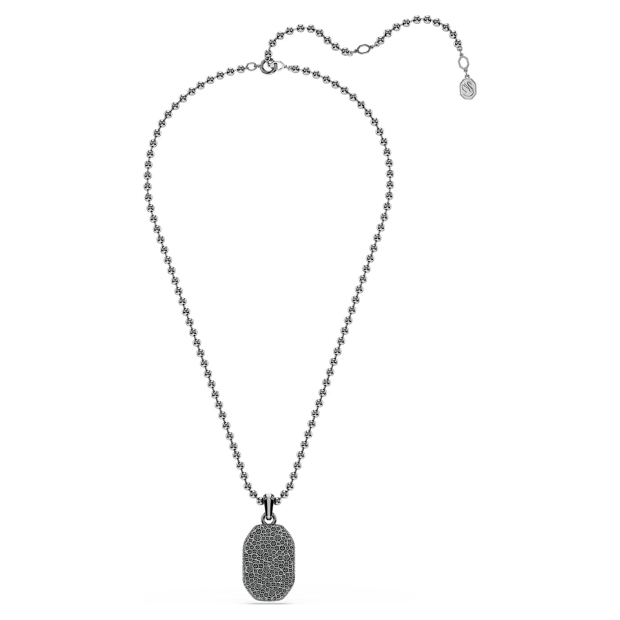 Dextera pendant Octagon shape, Round cut, Black, Ruthenium plated -Swarovski