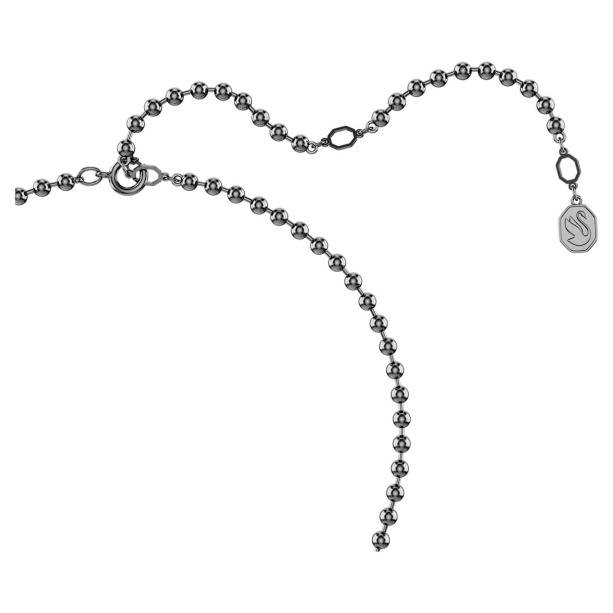 Dextera pendant Octagon shape, Round cut, Black, Ruthenium plated -Swarovski