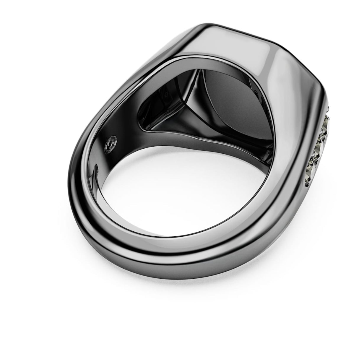 Dextera ring Octagon shape, Round cut, Black, Ruthenium plated 55-60 -Swarovski