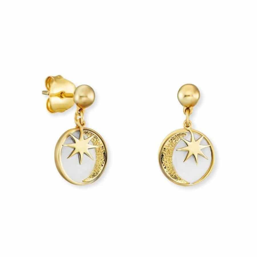 Engelsrufer Pierced Earrings Sun Moon & Star Gold 17mm -Engelsrufer