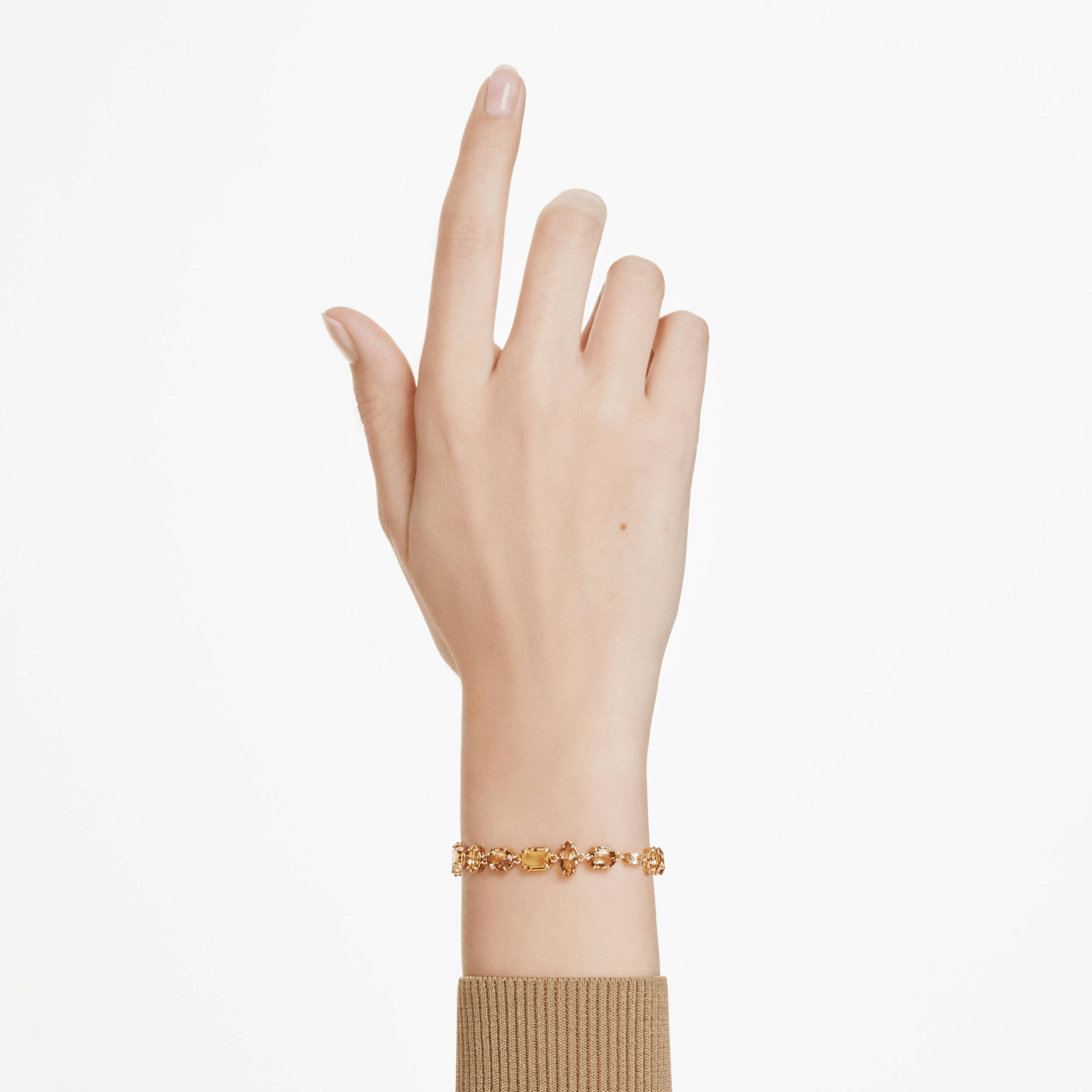 Gema bracelet, Mixed cuts, Yellow, 18K gold finish -Swarovski
