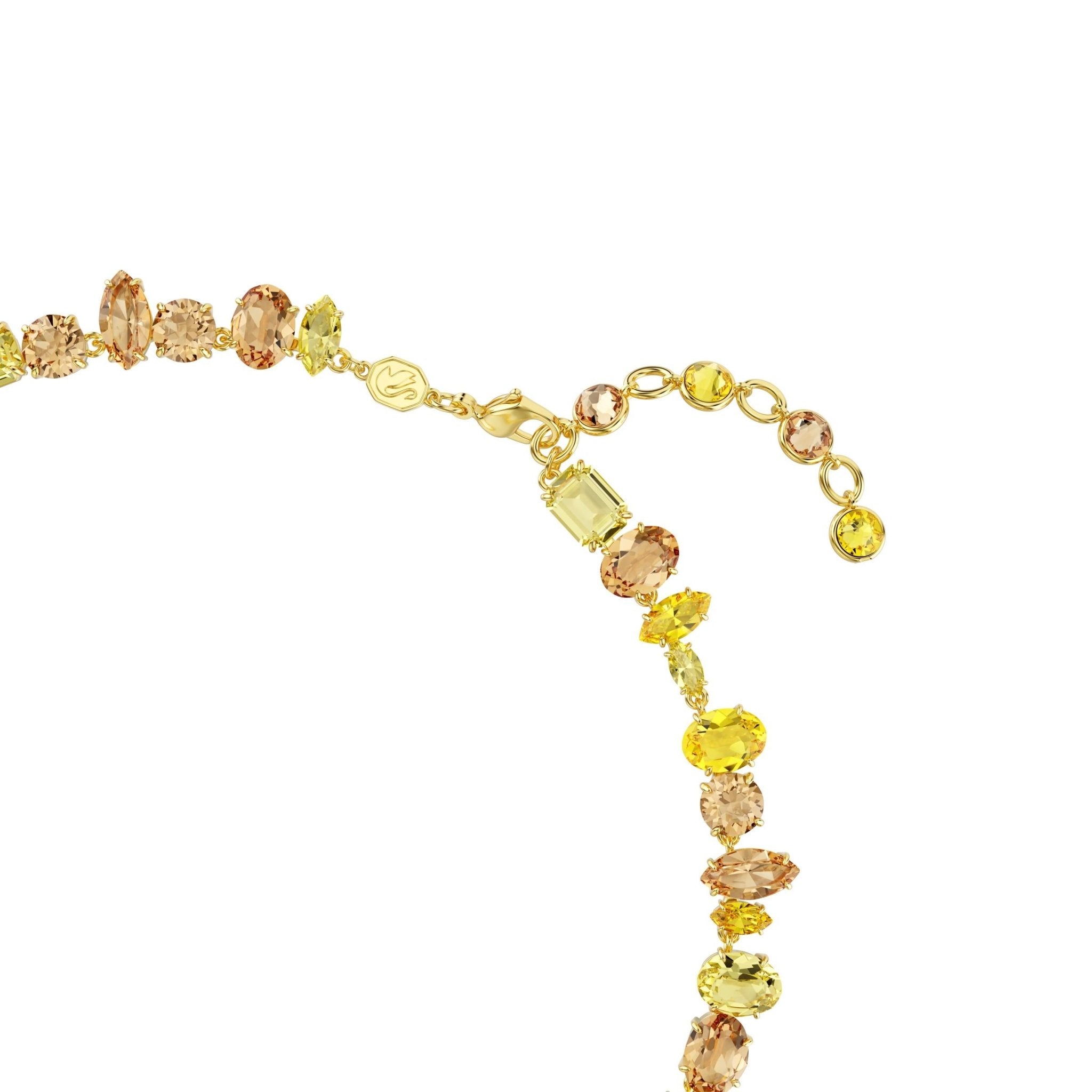 Gema necklace, Mixed cuts, Yellow, 18K gold finish -Swarovski
