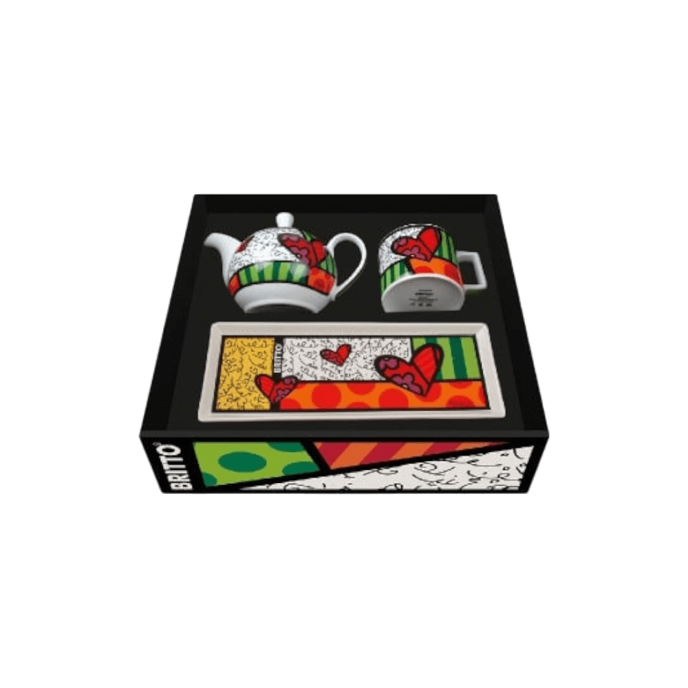 Gilde Britto Tray ,Mug, Teapot Heart -Gilde