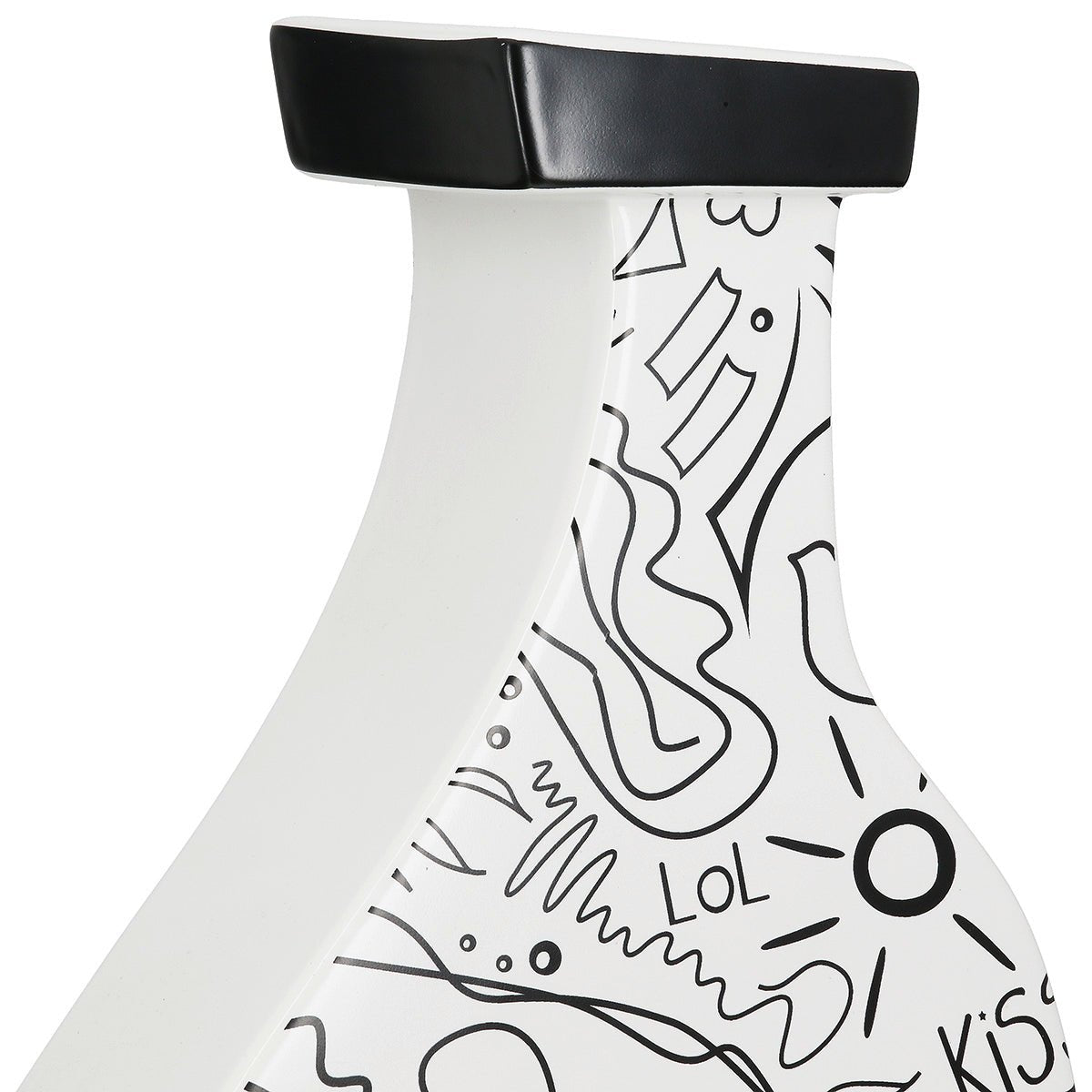 Gilde Collar Vase Single-line Design Ceramics White 33cm -Gilde