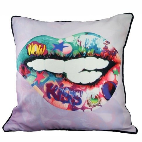 Gilde Cushion Square Mouth Motif Polyester 45cm -Gilde