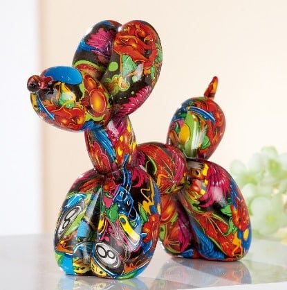 Gilde Figure Balloon Dog Street Art Graffiti Multicolored 18cm -Gilde
