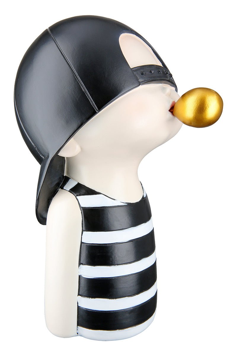 Gilde Figure Boy Chewing Gum Motif Resin Black, White 25cm -Gilde
