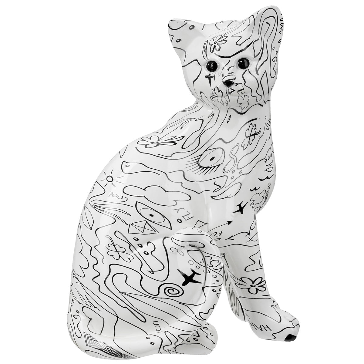 Gilde Figure Cat Single-line Design White 29cm -Gilde