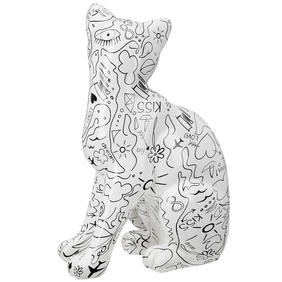 Gilde Figure Cat Single-line Design White 29cm -Gilde