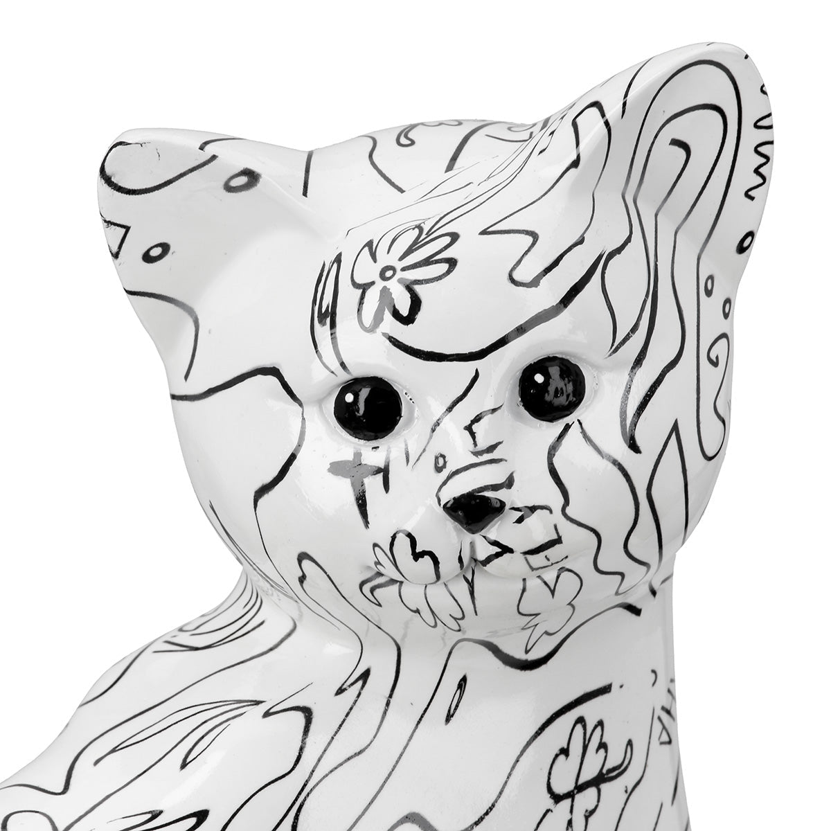 Gilde Figure Cat Single-line Design White 29cm -Gilde