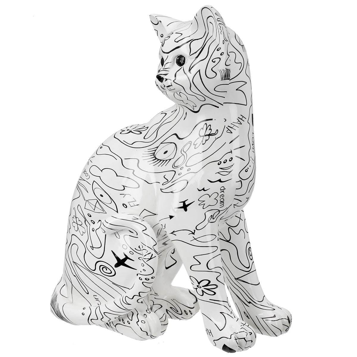 Gilde Figure Cat Single-line Design White 29cm -Gilde
