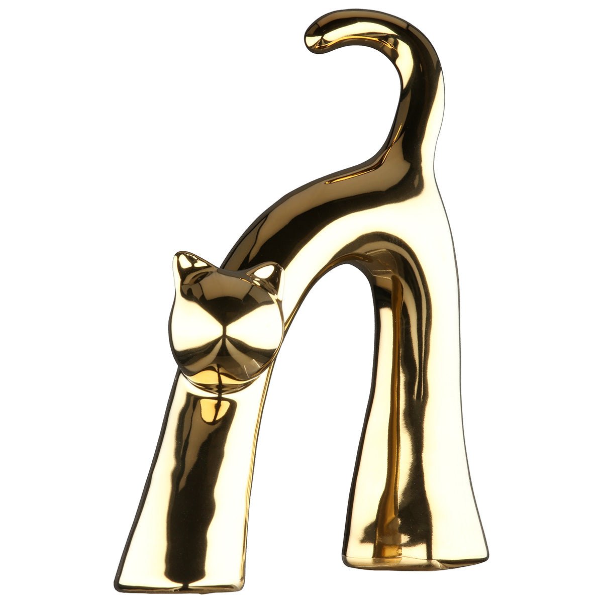 Gilde Figure Cat Wavy Ceramics Gold -Gilde