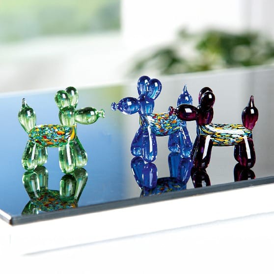 Gilde Figure Dog Balloon Dog Green Glass -Gilde