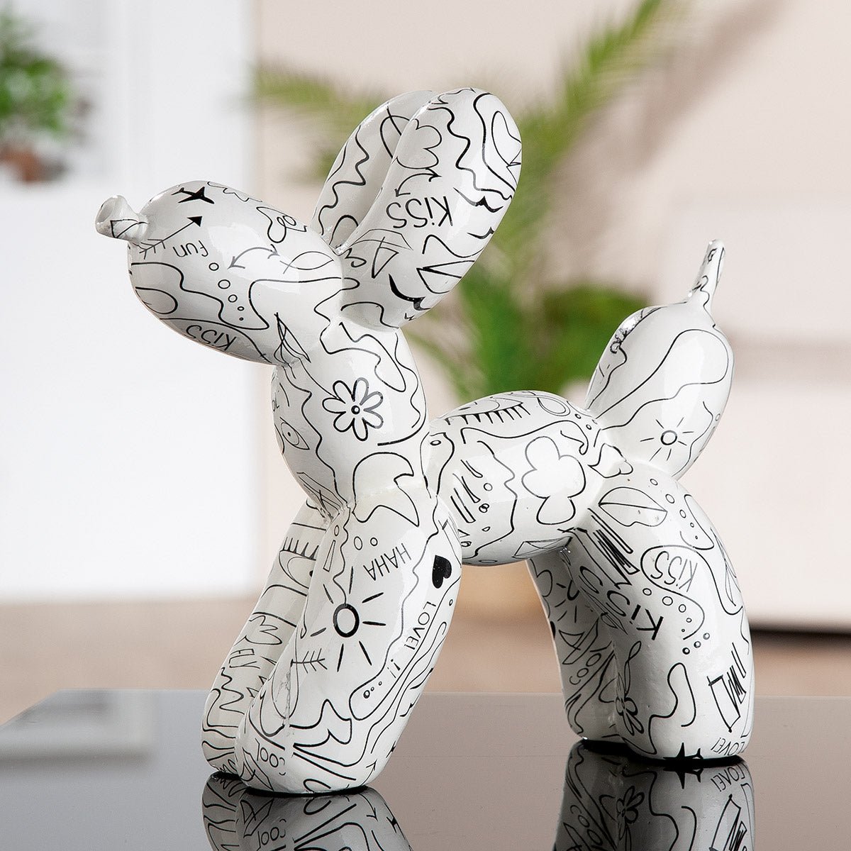 Gilde Figure Dog Balloon Single-Line Design White 23cm -Gilde